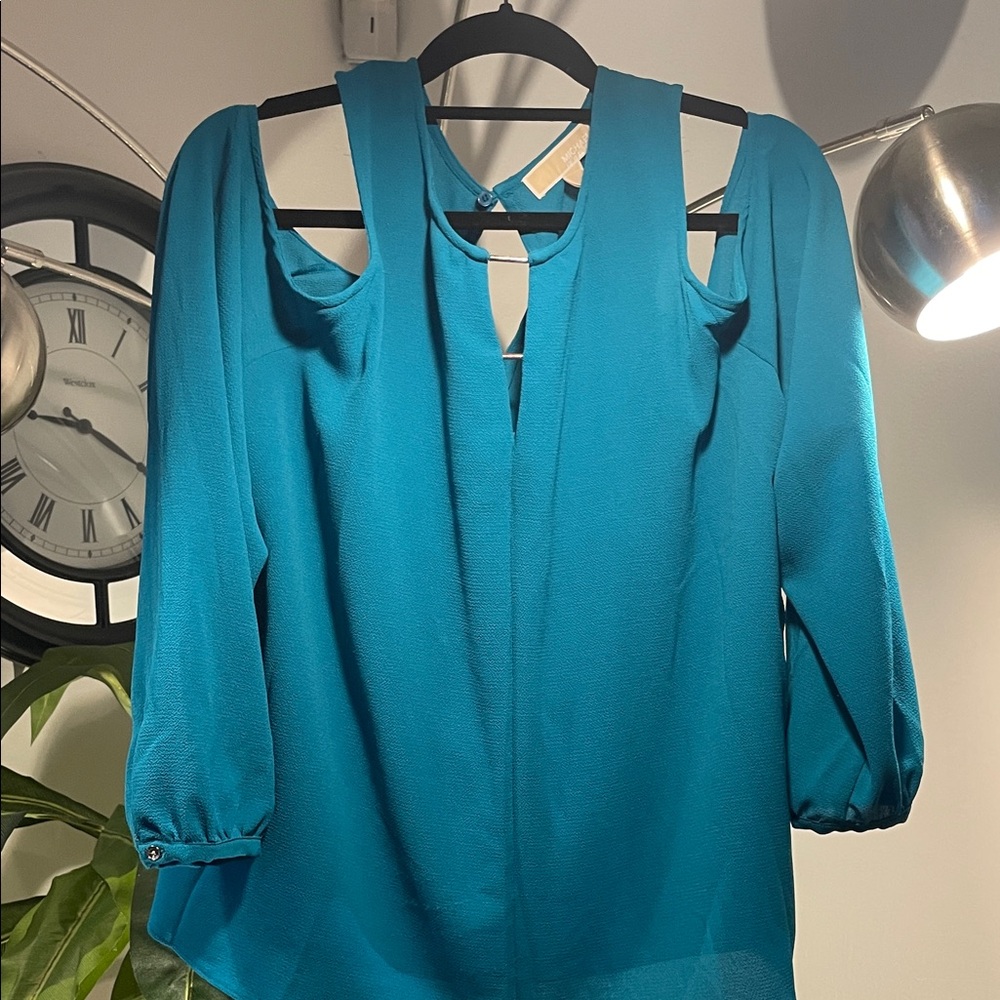 MICHAEL Michael Kors Teal Blouse with Cutout Details